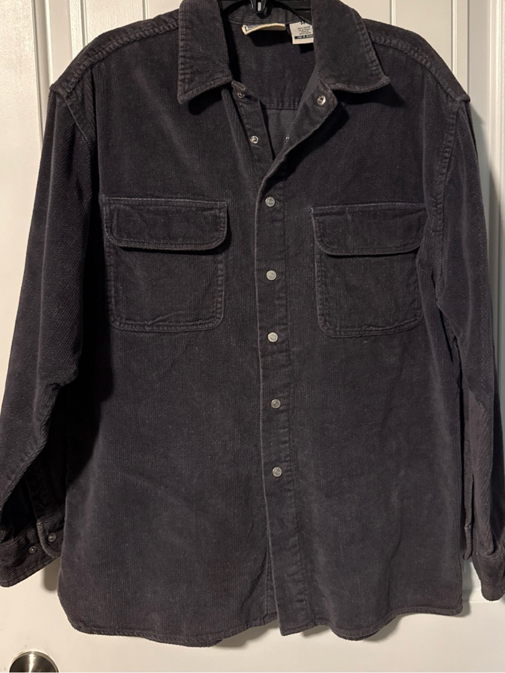 Vintage Canyon River Blues Gray Corduroy Shirt Jacket Heavy Cotton Button Down M